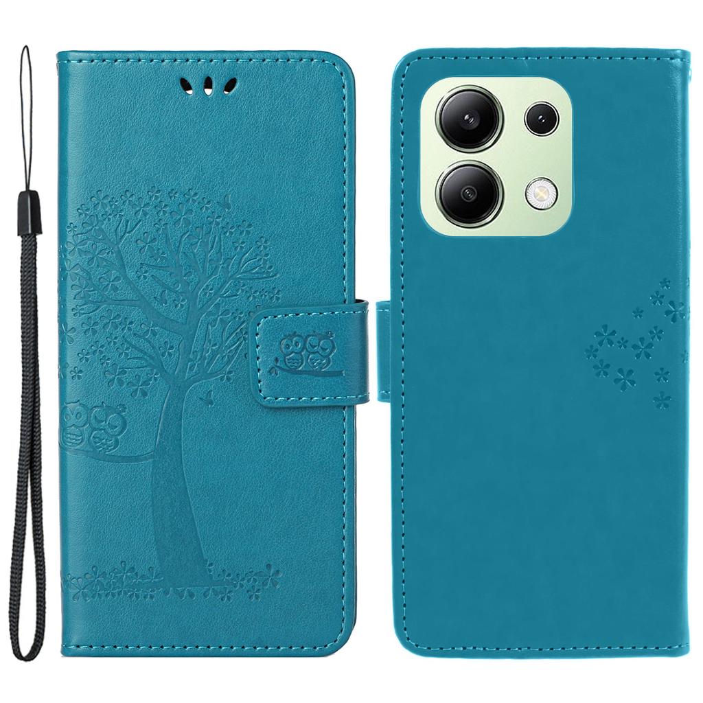 For Xiaomi Redmi Note 13 4G Cell Phone Case Owl Tree Imprinted PU Leather Stand Cover