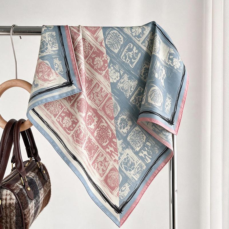 Retro silk wool square scarf silk blended women's autumn and winter versatile scarf accessories temperament silk scarf shawl