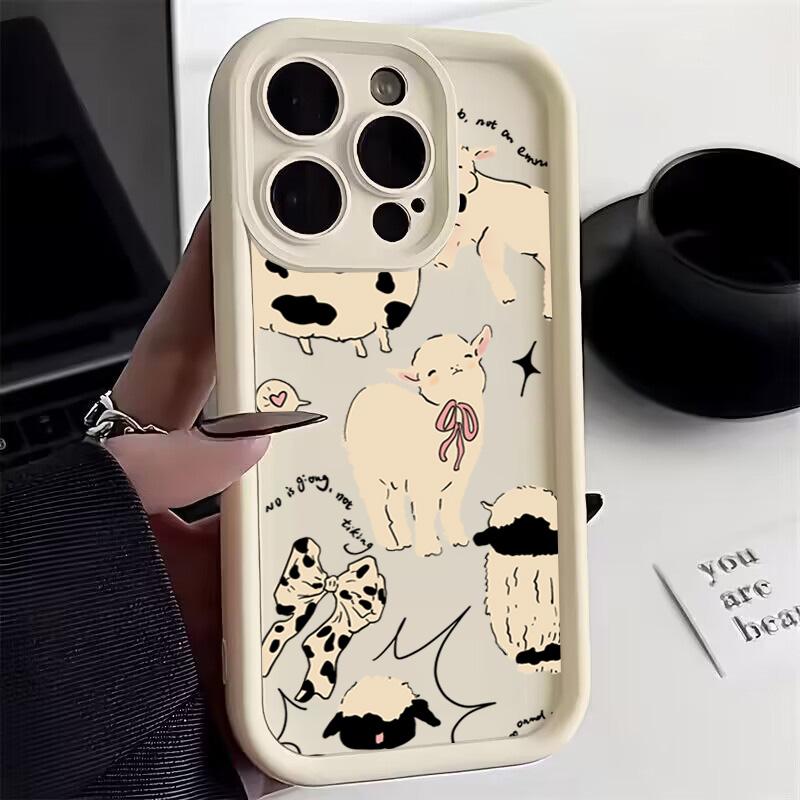 Lucky Angel Sheep Silicone Phone Case For iPhone 11 13 12 14 15 16 Pro Max 13 15 Pro XR XS Max 7 8 14 15 16Plus Shockproof Cover