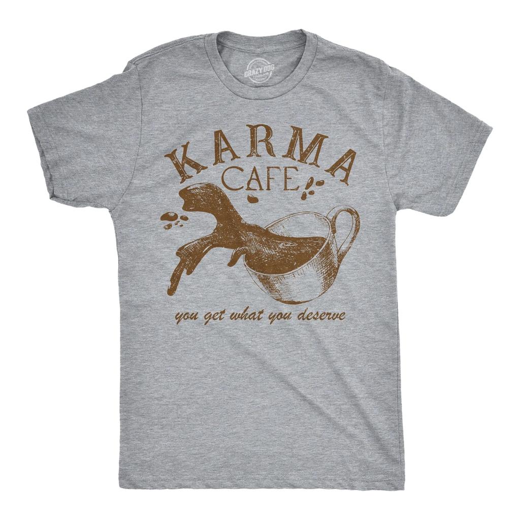 Mens Funny T Shirts Karma Cafe Sarcastic Coffee Graphic Tee for Men