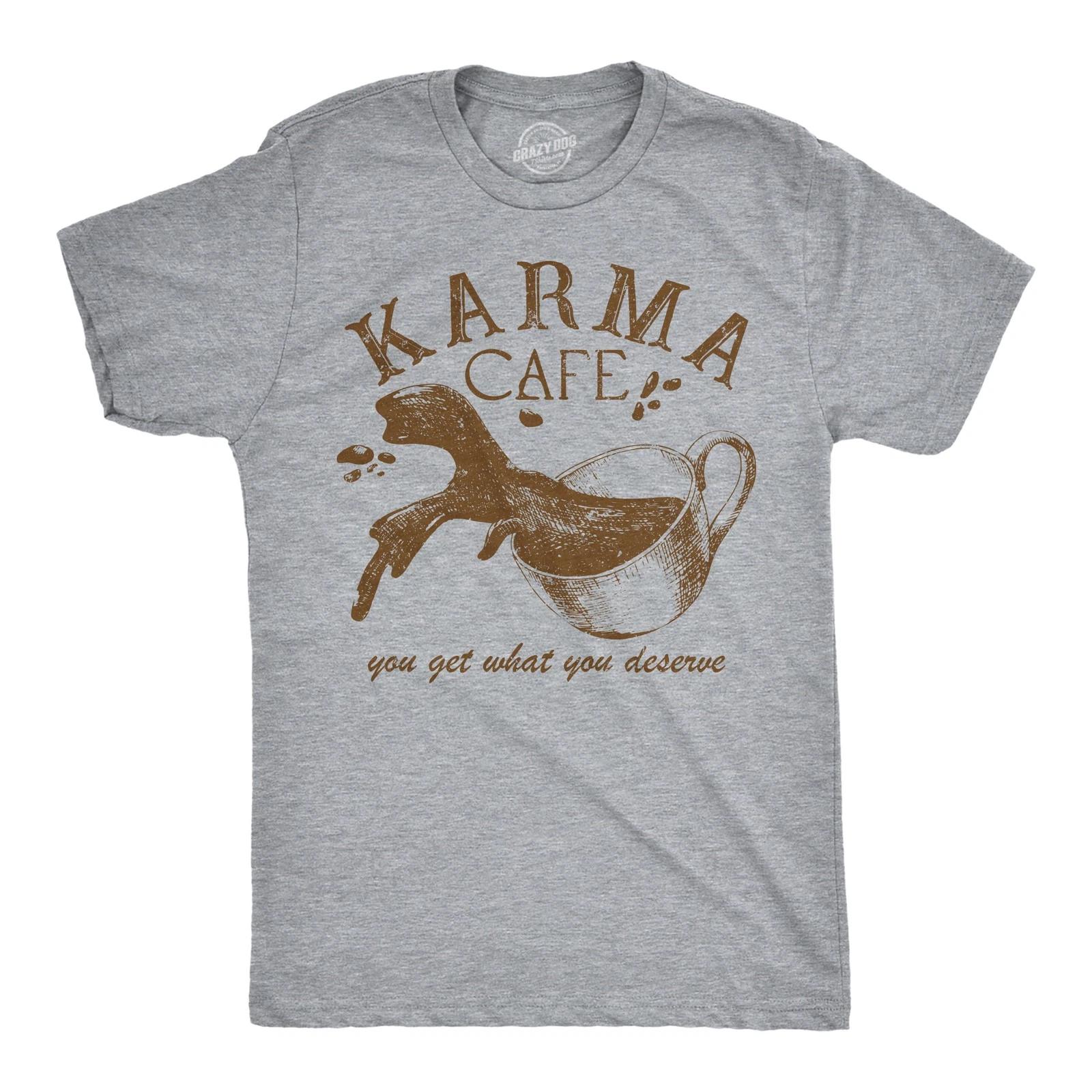Mens Funny T Shirts Karma Cafe Sarcastic Coffee Graphic Tee for Men XXL