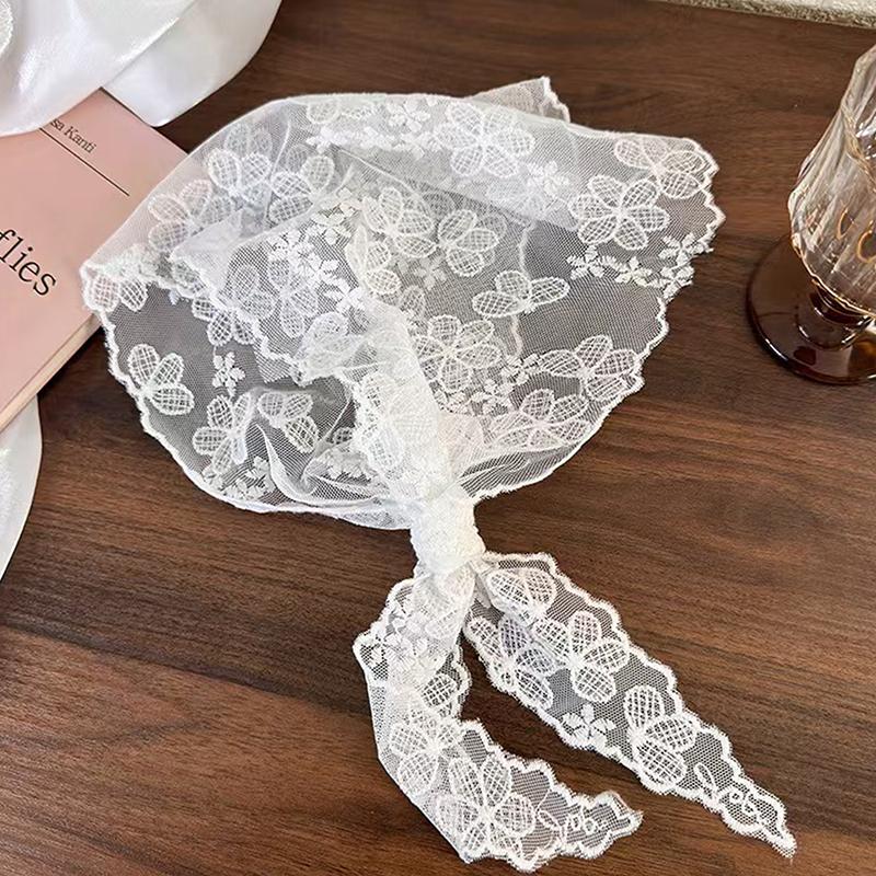 Sweet Triangle One-Piece Belted Overlap Lace Skirt Apron  Lace Trim Half Skirt Butt Curtain Spring Headscarf Accessories