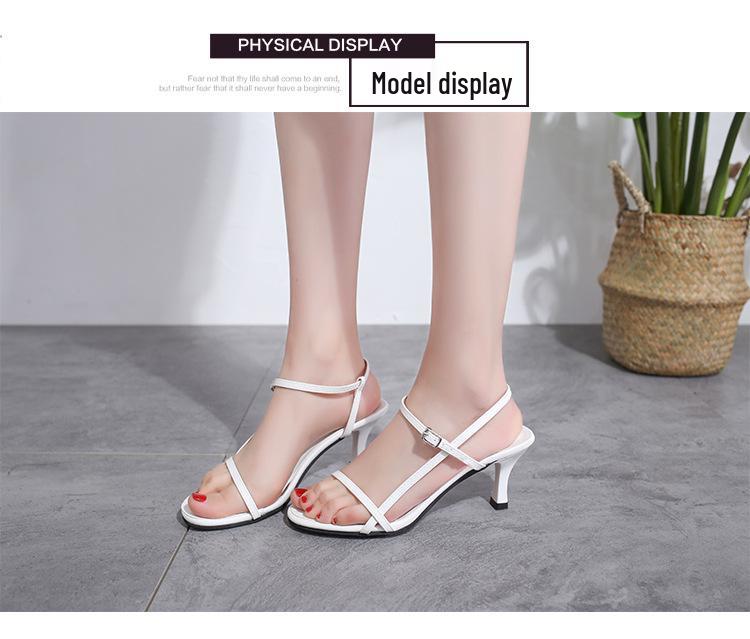 2022 Black Stiletto Heels: Chic Open-Toe Buckle Sandals for Women