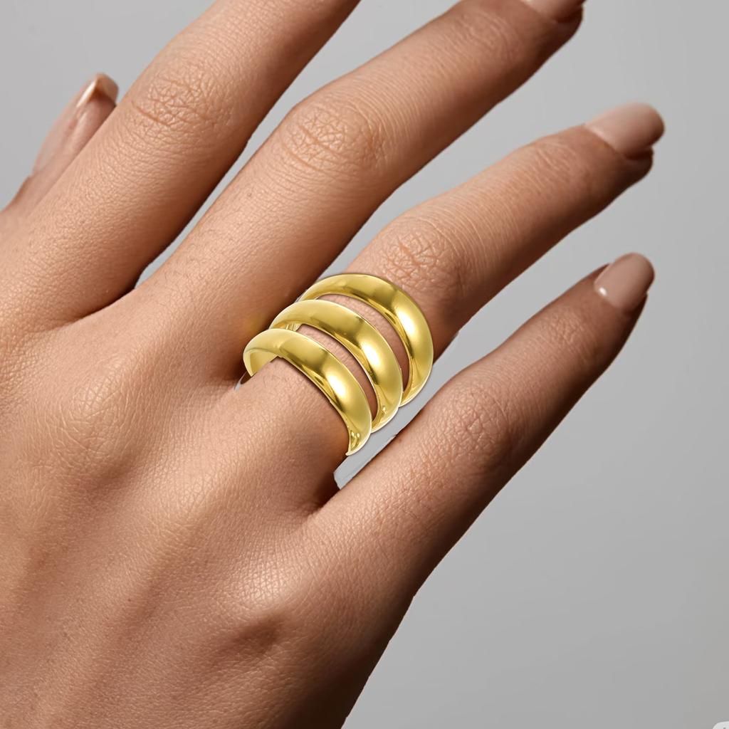 Open Titanium Steel Ring Women's Three-ring Plain Ring Fashion Hollow Couple Ring Hand Jewelry