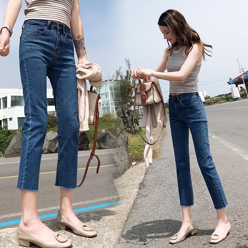 

Джинсы для миниатюрных женщин с высокой талией, укороченные, прямого кроя - Весна 2024, светло-голубая стирка, широкий крой 28 (64 cm)