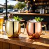 Moscow Mule Cup Stainless Steel Hammered Copper Plated Mug Rust-Proof Cocktail Cup for Whiskey Beer Iced Coffee Dishwasher Safe Gifts