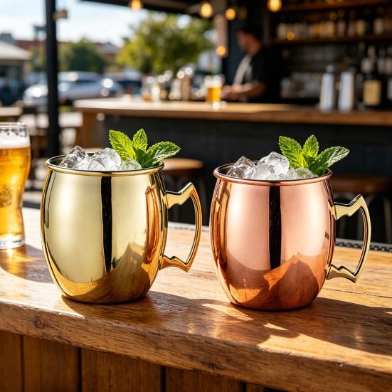 Moscow Mule Cup Stainless Steel Hammered Copper Plated Mug Rust-Proof Cocktail Cup for Whiskey Beer Iced Coffee Dishwasher Safe Gifts