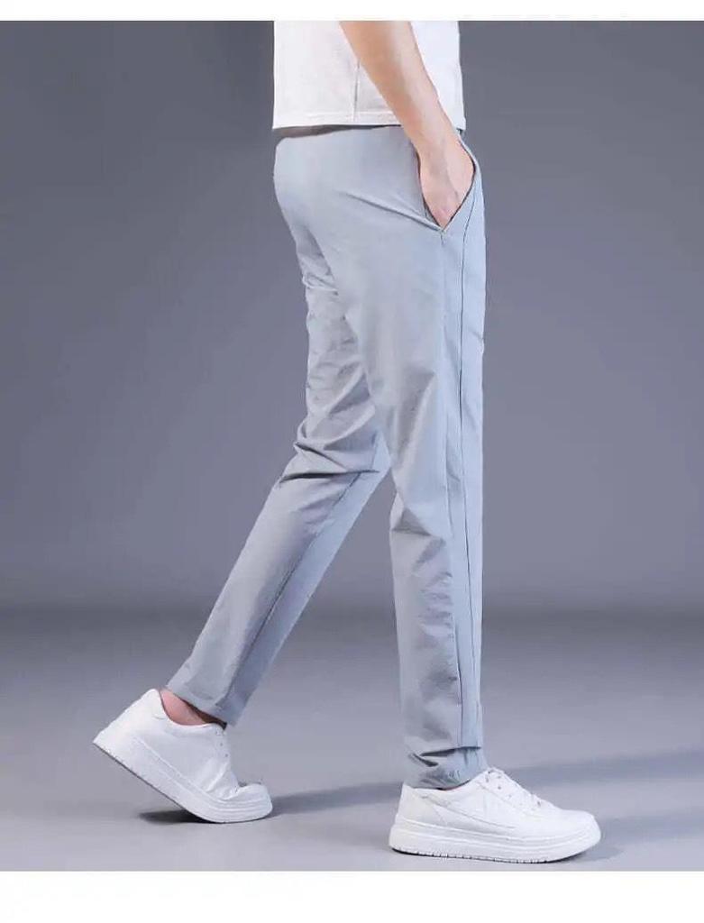Calças Casuais Slim Retas Soltas de Seda Gelo Masculinas - Respiráveis, Leves, Elásticas, Calças de Verão para Esportes
