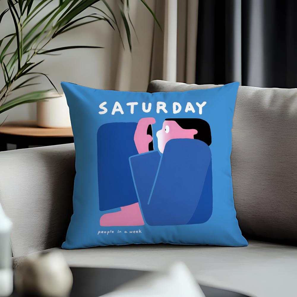 Fashion PPeople Living In a Frameful Cushion Cover Antidustmite Pillowcase Invisible Zipper Silky Short Plush Sofa CushionCover