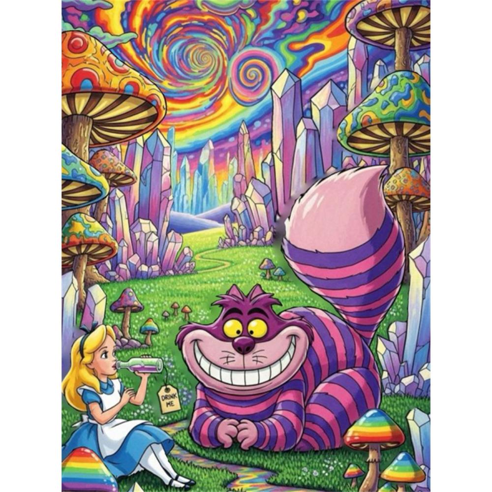 

Disney 5D DIY Diamond Painting Alice in Wonderland Fantasy Illustration Embroidered Mosaic Cross Stitch Home Decor Gift Craft Round 20x30cm