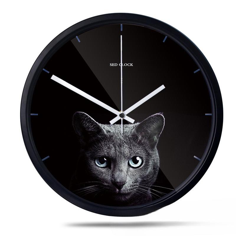 

Часы Настенные часы Гостиная Креативные Современные Черный кот Простые Круглые Модные Украшения Японская Спальня Бесшумные Настенные часы Часы