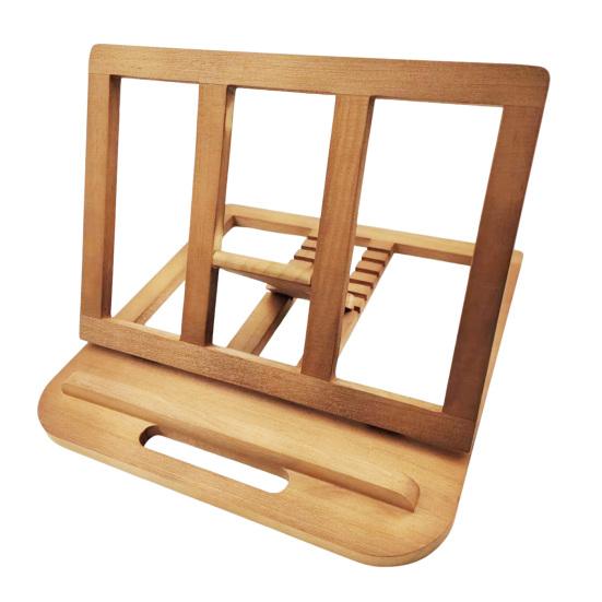 Adjustable Laptop Stand Wooden Foldable Computer Riser with Ventilation Slots Load-bearing Computer Holder Desk Organizer for Home Office Student Use