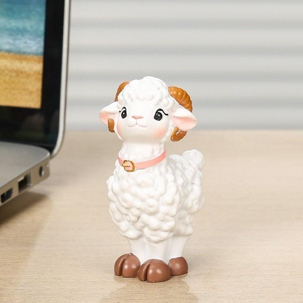 Cute Resin Sheep Figurine Cartoon Animal Figurines Lightweight Sheep Ornament  Year of The Sheep