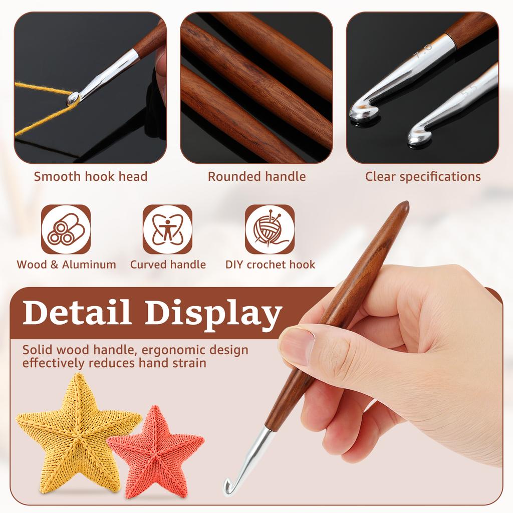 8Pcs Crochet Hook Set Aluminum Crochet Needles Kit DIY Sewing Weaving Tools Yarn Knitting Needles Set Crochet Hooks for Beginner