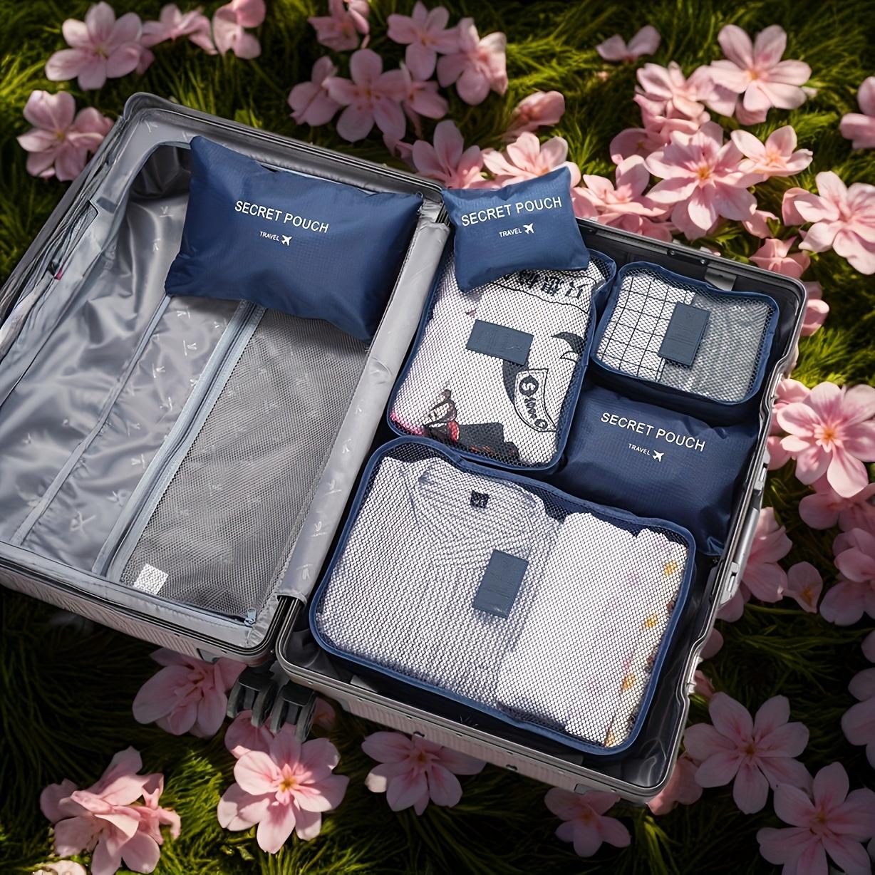 

Многофункциональная сумка для хранения вещей Дорожное хранение Чемодан из шести частей Сумка для хранения одежды и нижнего белья темно-синий