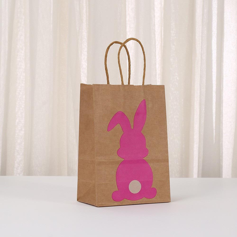 12/30pcs Easter bunny treat gift bags reusable kraft paper tote bags for party candy cookies toys and holiday gifting