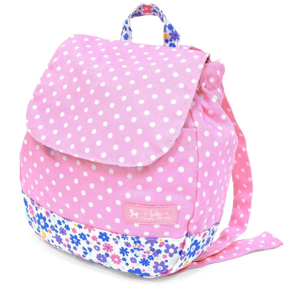 COLORFUL CANDY STYLE Backpack for Baby Perfect for First Cute Polka Dots with White Includes Pocket Tissue Pouch Girls, & Kids, Baby's Birthday, (Pink