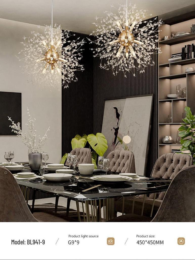 Nordic Dandelion Crystal Chandelier for Living Room or Bedroom