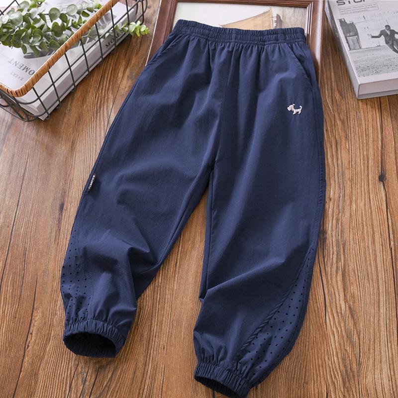 

Детские штаны Детские штаны от комаров Летние повседневные универсальные штаны Штаны с манжетами на штанинах Карман Длинные штаны 170 темно-синий