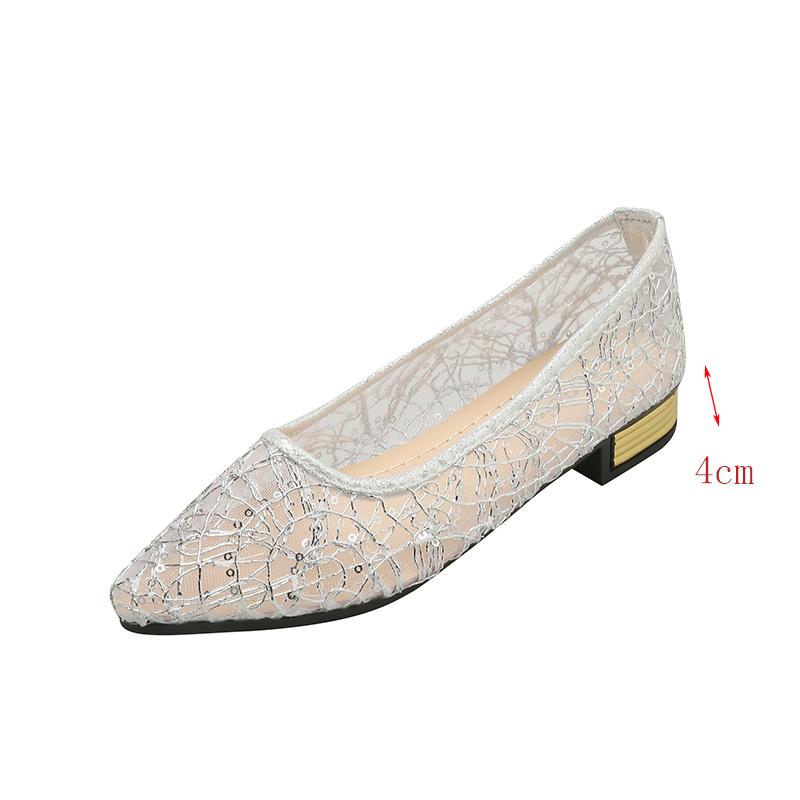 

Золотые Серебряные Блестящие Пайетки Туфли-лодочки на Низком Каблуке Женские Сетчатые Удобные С Острым Носком Платье Вечерние Туфли Летние Большого Размера Дышащие Лоферы 43 серебряный