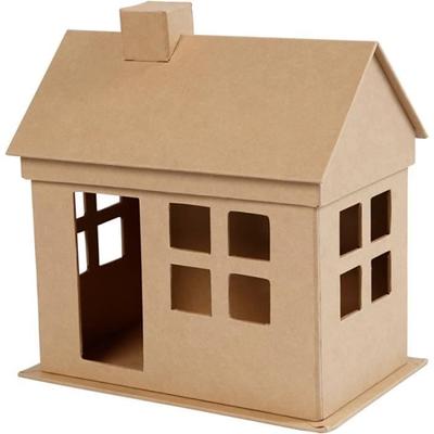 Pappmaché-Haus zum Dekorieren - 23 x 22,5 x 14,5 cm