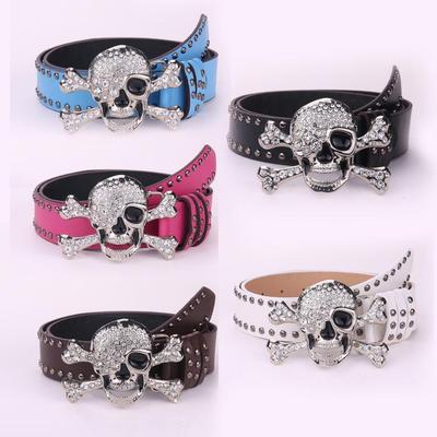 Original Dark Wind Punk Wind Snap Buckle Skull Button Head Belt Unisex Street Wind Rivet Belt Female