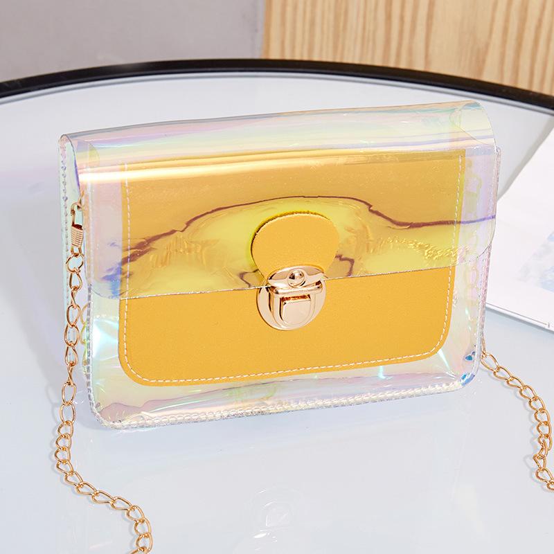 Refreshing Laser Transparent Shoulder Women's Bag Tide Crossbody Versatile Chain Small Square Bag