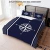 Nautical Compass Bedding Set, Navy Blue & White Nautical Print Duvet Cover with Pillowcases, 3-Piece Bed Linen for Bedroom Decor