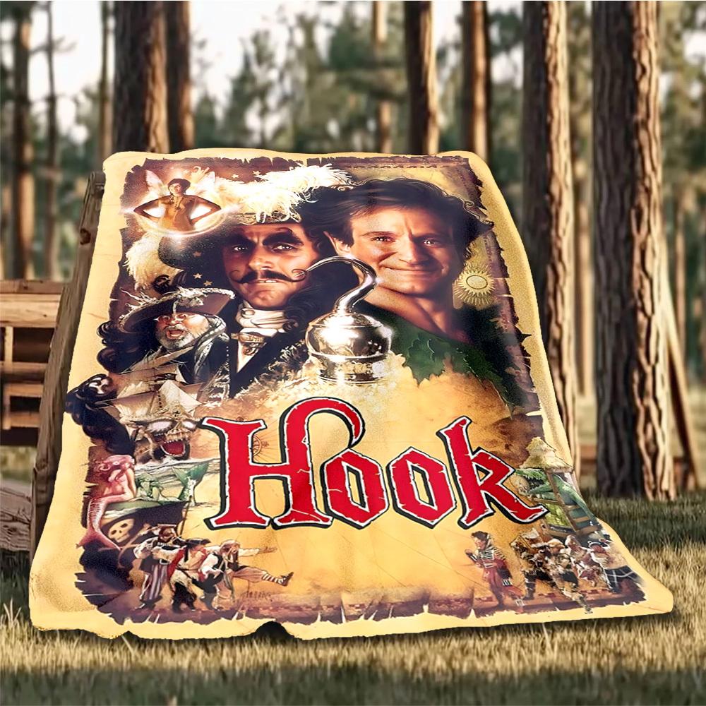 1pc Hook Movie Poster Outdoor Flannel Blanket Gift For Boys Girls Adults, Family Friends