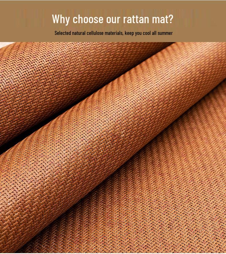 Foldable Double-Sided Ice Silk Summer Rattan Tatami Bamboo Mat