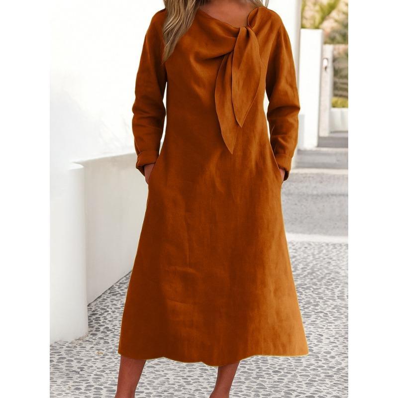 JPNTKY Rochii Casual la Modă Toamnă Iarnă Culoare Solidă Imprimeu Mânecă Lungă