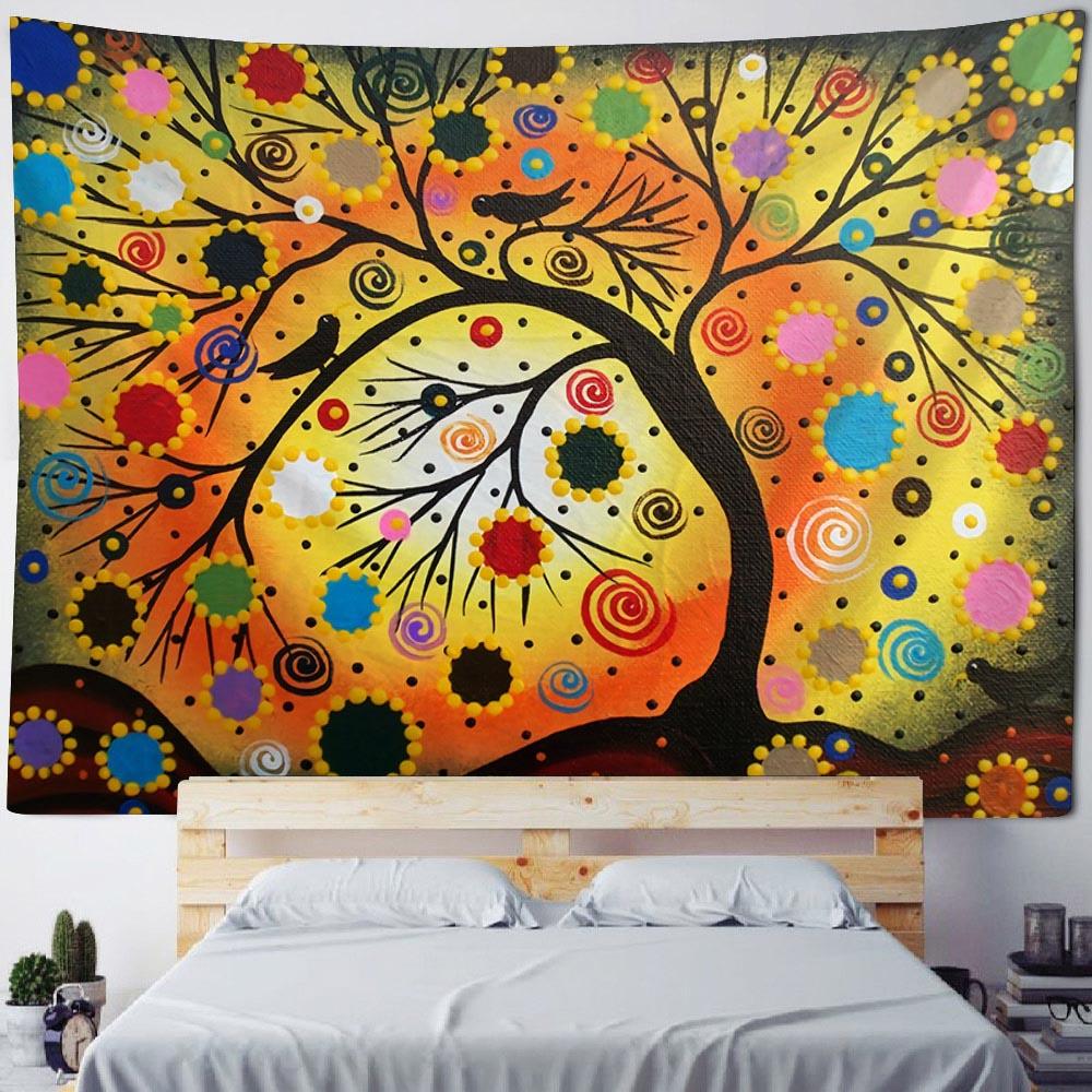 Tree of Life Tapestry Wall Hanging Room Decoration Aesthetics Yoga Mat Starry Sky Landscape Home Mural Decoration Altar Cloth
