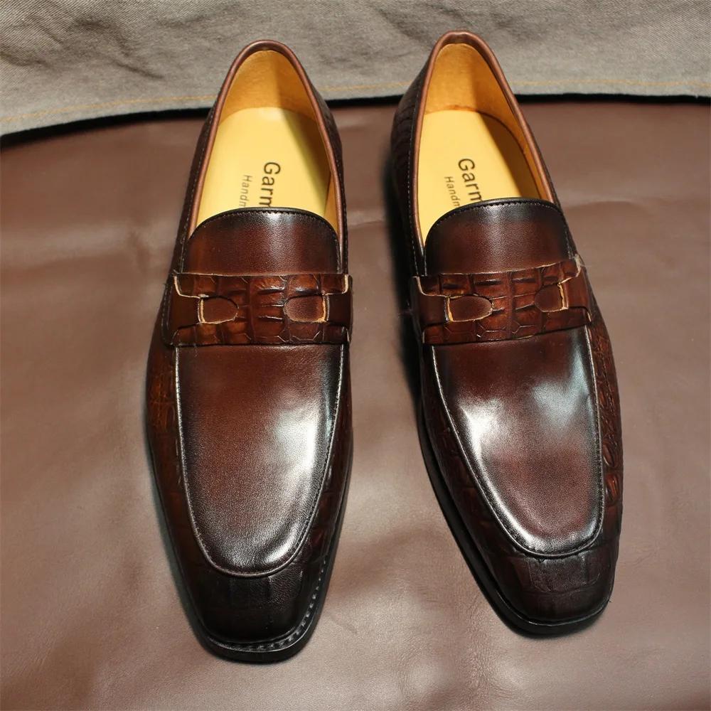 Fashion Classic Men's Cowhide Penny Loafers Casual Office Business Shoes Suitable for Formal Parties And Weddings