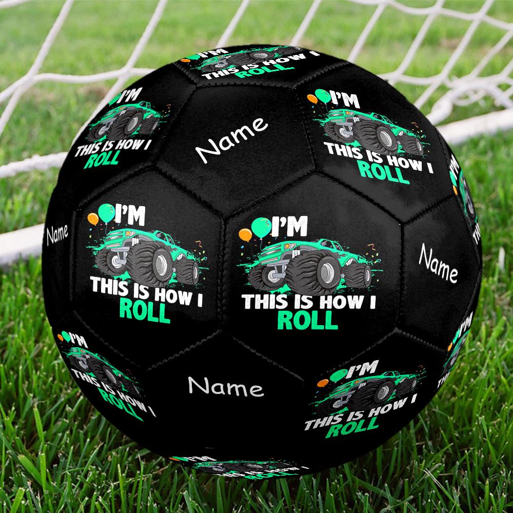 Individueller Name LKW-Thema Größe 5 Fußball, Geeignet für Indoor- und Outdoor-Spiele, ein Geschenk für jeden geeignet.