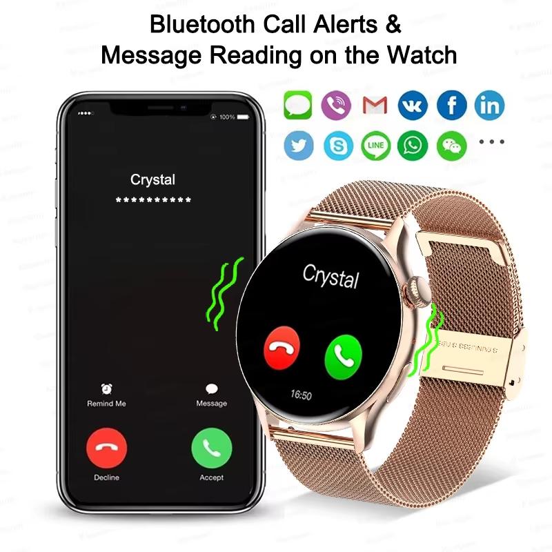 2025 NFC Smartwatch Amoled HD GPS Track Sportarten Herzfrequenz Bluetooth-Anruf Wasserdicht Damen Frauen Smartwatch Für Huawei Xiaomi