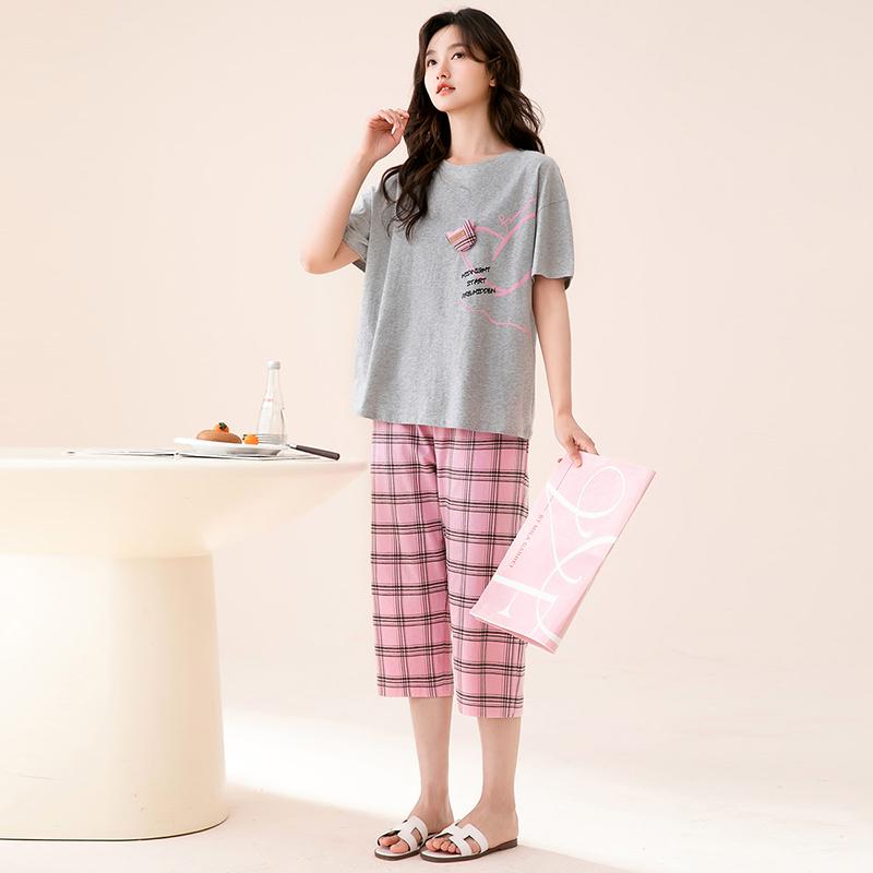 Fenteng [A-class 100% Pure Cotton] 10A Antibacterial Women's Cotton Home Clothes, Girls' Pajamas Set for Outdoor Wear