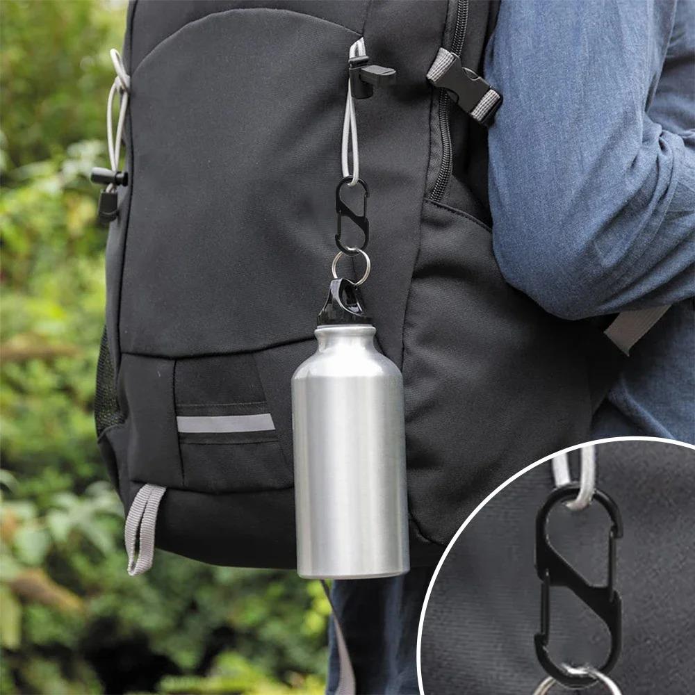 10Pcs S-Type Zinc Alloy Carabiner with Lock Mini Keychain Hook Anti-Theft Outdoor Camping Backpack Buckle Key-Lock Accessories.