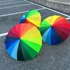16-Bone long-handled rainbow umbrella slams cloth weather and rain umbrella oversized straight-handled gift umbrella business advertising umbrella