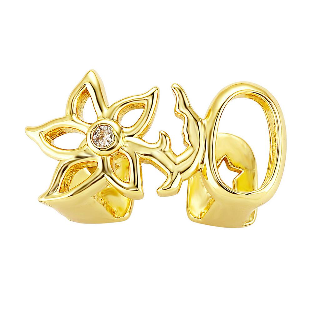 Adjustable Copper Plated Flower Cutout Teeth Covers Convenient Accessory Decoration for Street Styles Lovers Wear
