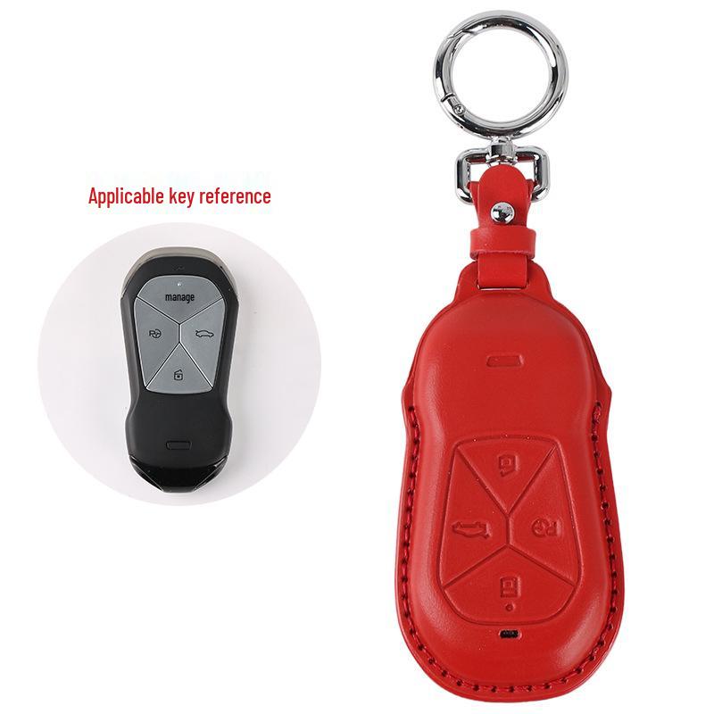 Genuine Leather Car Key Case for Xpeng P7, G3i, P5 - Handmade Cowhide High-End Retro Keychain Cover