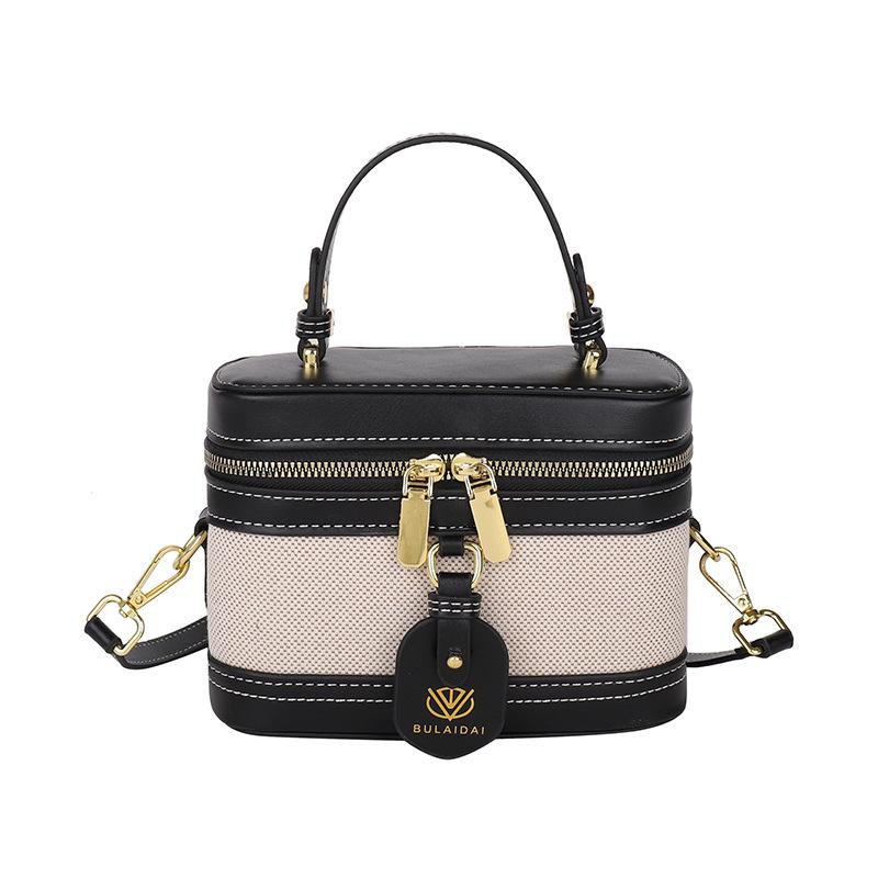 

Премиальная сумка-тоут женская новая модная контрастная цветная лоскутная сумка-коробка повседневная простая маленькая квадратная сумка чёрный