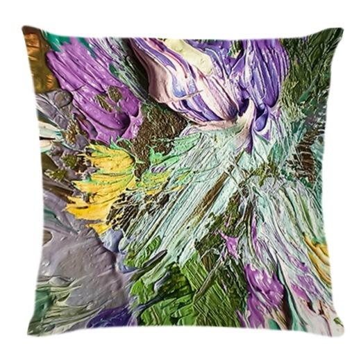 Art Oil Painting Floral Print Home Decor Pillowcase Bedroom Living Room Sofa Decoration Polyester Cushion Cover With Zipper