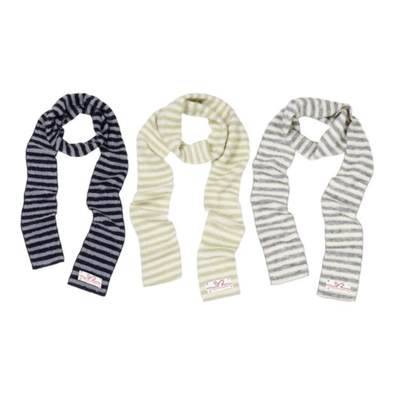 

muwm Fuzzy Stripe Muffler (3 Colors) Gray Ivory