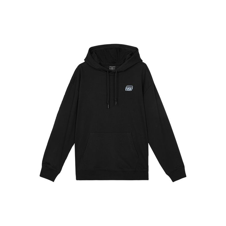 Skechers Colorful Casual Series Letter Print Hooded Pullover Sweatshirt Unisex sweatshirt Carbon-Black L122U250-0018 XS
