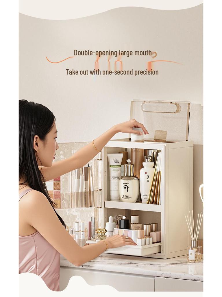 Elegant Folding Desktop Storage: Plastic Lipstick & Cosmetics Organizer