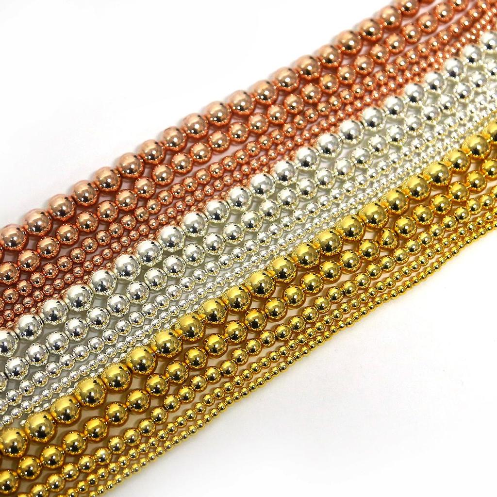 Hematite Beads Natural Stone Loose Beads For Jewelry Making Ball Bracelets DIY Accessories