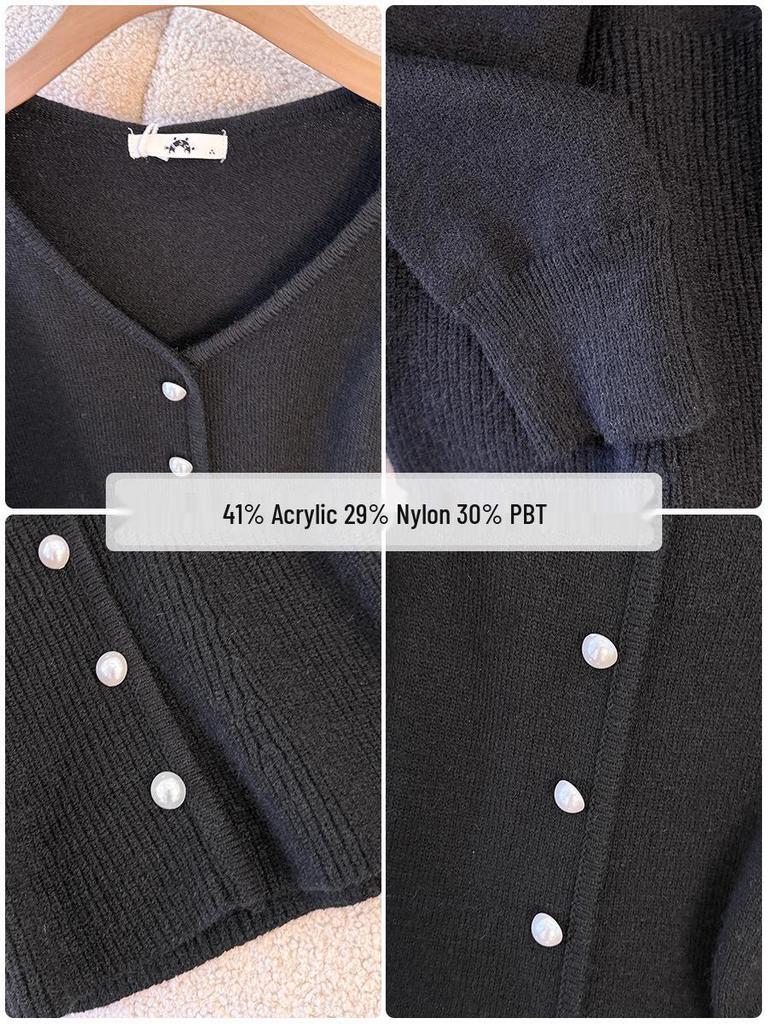 Plus Size Women's V-Neck Cardigan Sweater, Korean Style, Autumn/Winter, Slimming Knit Long Sleeve Top, Fits 130-300 Jin