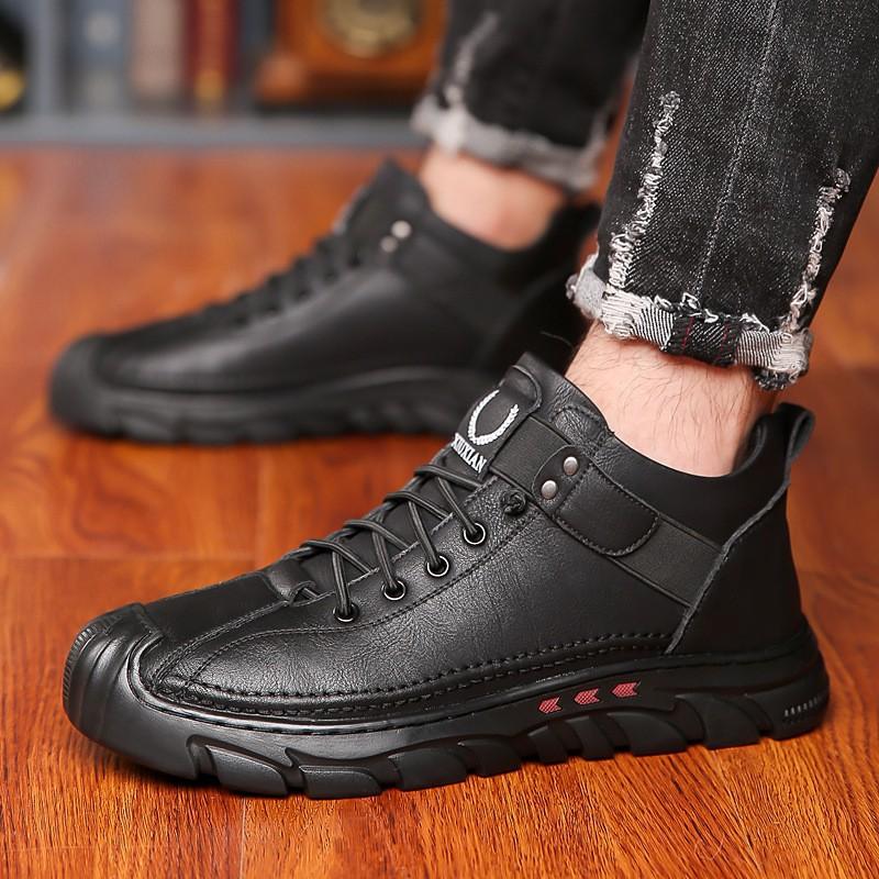 Cotton boots winter men s cotton shoes velvet warm high top thickened large cotton shoes snow boots leather boots men 38