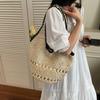 Summer Woven Beach Bag With Magnetic Closure For Casual Day Use