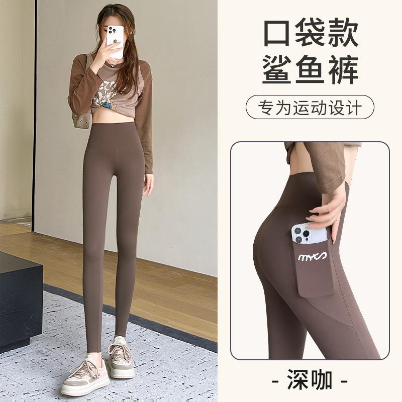 

Брюки Shark весенние леггинсы Барби с высокой талией, закрывающие живот, с боковым карманом, тонкая верхняя одежда, леггинсы для йоги и спорта женские XL large size (suitable for 130~ 80kg)